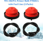 951-10639A Primer Bulb with Fuel Line for MTD Craftsman Troy-Bilt Ryobi Bolens Lawn-Boy Yard Machines Snowblower 751-10639, Replaces Tecumseh 570682A Primer Bulb (Pack of 2)