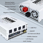 Yinleader 5000W Power Inverter 12V DC to 120V AC, 10000W Peak, with Remote Control, 4 AC Outlets, LCD Display, USB Port, for Truck/RV/Home/Off-Grid Solar System