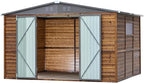10x8 FT Wood Storage Shed, Outdoor Storage Shed with Lockable Door, Window & Vents, Waterproof Wooden Metal Tool Storage for Garden, Lawn, Backyard, Patio
