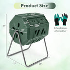 S AFSTAR Composter Tumbler Outdoor, 42-Gal Dual Chamber Tumbling Composter with 2 Sliding Doors, Metal Frame, BPA-Free Large Rotating Compost Bin Tumbler for Garden Yard Waste (Green)