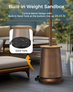 50,000 BTU Patio Heater for Outdoor Use With Adjustable Heat Focusing Top, Portable Propane Patio Heater with Wheels, Stainless Steel Burner for Porch Deck Garden (Brown)