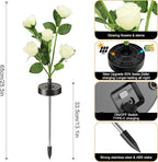 Solar Flowers Lights - Upgraded Outdoor White Rose Flowers Lights, 7-Color Changing & Waterproof Outdoor Solar Lights for Garden, Patio, Backyard,Party and Office (White Rose, 4)