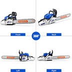 20 Inch Gas Chainsaw 62cc Gasoline Powered Chain Saw 2-Stroke Handheld Cordless Petrol Chainsaws for Cutting Wood Outdoor Home Farm Garden Use