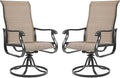 Amopatio Patio Swivel Chairs Set of 2, Outdoor Swivel Rocker Dining Chairs with All Weather Textilene High Back & Metal Frame, for Backyard Deck Lawn Garden, Brown