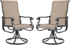 Amopatio Patio Swivel Chairs Set of 2, Outdoor Swivel Rocker Dining Chairs with All Weather Textilene High Back & Metal Frame, for Backyard Deck Lawn Garden, Brown