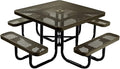 COATEDOUTDOORFURNITURE Heavy-Duty Portable Outdoor Picnic Table with Umbrella Hole, Expanded Metal Commercial-Grade Patio Dining Furniture Made in America (46" Square Top, Textured Gold Vein)