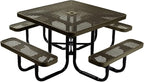 COATEDOUTDOORFURNITURE Heavy-Duty Portable Outdoor Picnic Table with Umbrella Hole, Expanded Metal Commercial-Grade Patio Dining Furniture Made in America (46" Square Top, Textured Gold Vein)