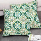 FUNHOME Outdoor Indoor Throw Pillows 18”x18”, Set of 2 Decorative Throw Pillows with Inserts, All Weather Water-Repellent Square Pillows for Bed, Couch, Sofa and Patio Furniture-Green Medal