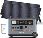 OSCAL PowerMax 6000 120V/240V Solar Generator with 2×400W Solar Panel, 6000W AC Outlets (7200W Peak) 3600Wh Power Station, 2200W AC Charging/2400W Solar Charging, Emergency for Home, Battery Backup
