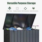 Domi Deck Box Outdoor 150 Gallon, Waterproof Lockable Steel Outdoor Storage Container for Outside Cushions, Garden Tools and Pools Equipment, Gray