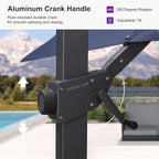 PURPLE LEAF 9' × 9' Patio Cantilever Umbrella with Base Outdoor Square Adjustable Offset Umbrellas with 360-degree Rotation and 8 Heavy Duty Metal Ribs for Garden Deck Pool Navy Blue