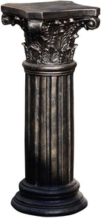Decorative Roman Column Pedestal, Black Bronze, MGO Cement with Fiber, Classical Garden Pillar, Indoor Outdoor Decor, 33.5 inch Height, Wrap Foam Safely Delivered from Local Warehouse