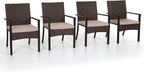 PHI VILLA Outdoor Wicker Chairs Set of 4, Rattan Covered Metal Armchairs with Removable Cushion, Heavy Duty Furniture Set for Patio, Deck, Porch, Yard
