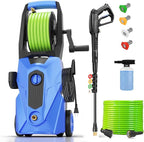 5000PSI Pressure Cleaner, 2025 New Power Cleaner with 33FT Flexible Extension Pressure Cleaner Hose Reel, 4 Nozzles, Professional Power Cleaners for Home/Car(Blue)