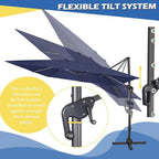 Sunnyglade 10x10Ft Cantilever Patio Umbrella Square 360° Rotation & Integrated Tilting System Offset Umbrella with 8 Sturdy Ribs, Fade-resistant & Waterproof for Garden Backyard Poolside Deck