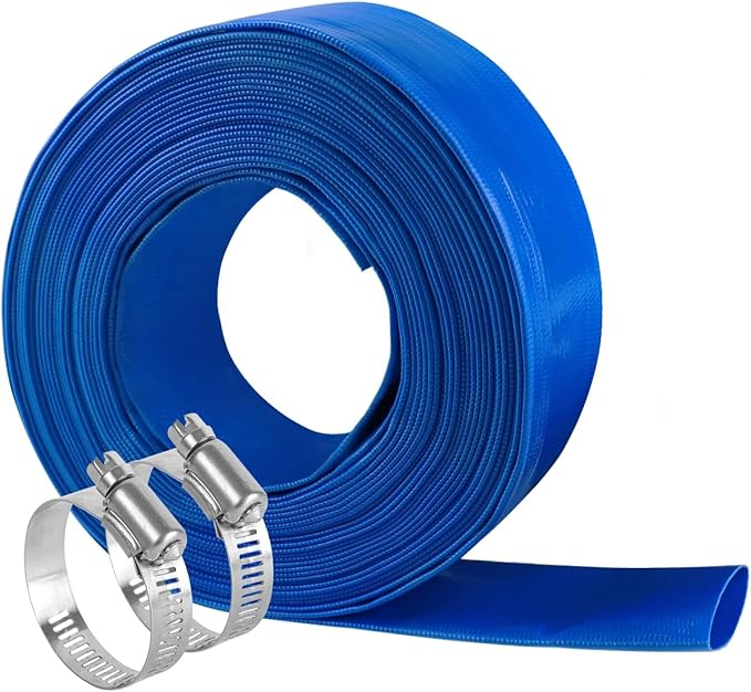 Eastrans 4 IN x 25 FT Pool Backwash Hose, Heavy Duty Flat Discharge Hose, Weather and Burst Resistant, Best Pool Hoses for Inground Pools, Pool Filter Hose & Pool Drain Hose