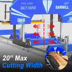 BILT HARD 22" Portable Sawmill with 270cc 9HP 4-Stroke Gas Engine, 20'' Board Width, 13' Track Length, Cuts Logs Up to 22" Dia x 129" L