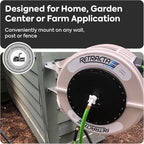 Macnaught Retractable Garden Hose Reel, 82 Ft Water Hose Reel Heavy Duty Retractable Hose with Metal 180° Swivel Rotation Bracket for Wall Mount - Beige