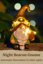 Solar Garden Gnome Statue, 7.67" Tall — Outdoor Resin Garden Statue for Yard, Backyard, Patio, Porch, Lawn; Garden Decor, Gnome Gifts, Birthday Gifts for Women