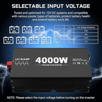 New Upgraded 4000 Watts Pure Sine Wave Inverter, 12V DC to 110V AC Power Inverter with 4 AC Outlets, USB Port, Type-C Port for Truck, Vehicle, Power Outage, Remote Control with LCD Screen