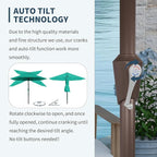 PatioKingdom Auto-Tilt 9FT Patio Umbrella Outdoor with 8 Sturdy Fiberglass Ribs,Market Table Umbrella for Pool,Backyard,Deck and Garden