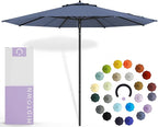 Midtown Umbrellas Push and Pop 10 Feet Outdoor Umbrella, Ivory (White) Polyester Fabric - Fiberglass Ribs Deck Patio Umbrella, Backyard Umbrella, Garden Umbrella & Pool Umbrella - Black Pole