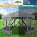 COBIZI 15x15ft Extra Large Pop-Up Gazebo Canopy Tent with Mosquito Netting, Spacious Easy Set-Up Screened Shelter, Durable Outdoor Pavilion with Ground Stakes, Perfect for Patio, Backyard,Gray