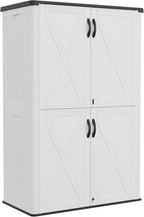 Greesum Outdoor Storage Cabinet, 50 Cu.Ft Deck Box Without Shelves, Waterproof Plastic Storage Bin for Patio Cushions, Gardening Tools, Lockable and Sidehandles, UV Resistant, White