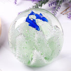 Decorative Crystal Ball Figurines Coral Fish Paperweight Blown Glass Decor Sea Art Ocean Lovers Gift Green 3.15"