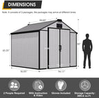 8 x 8 FT Resin Outdoor Storage Shed, All-Weather Plastic Garden Shed with Floor, Lockable Doors & Windows, Plastic Tool Shed for Poolside, Backyard, Patio