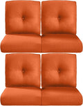 Pop 22x25/22x24 Outdoor Chair Cushions Set of 4 - Heavy Duty High Back Replacement Zippered Cushion for Patio Furniture Dining Gliding Rocking Chairs Loveseat L-Shape Sofa - Orange/Button