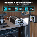 1500 watt Pure sine Wave Inverter, 12V DC to 110V AC Power Inverter, Used for Solar Emergency Power Supply in RV Homes, with 3 AC Output sockets, USB Port, Type-C Port, Remote Control with LCD Screen