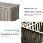 YITAHOME 150 Gallon Large Outdoor Storage XL Deck Box w/Divider for Patio Furniture,Outdoor Cushions, Garden Tools, Sports Equipment and Pool Supplies, Waterproof, Resin, Lockable, Taupe