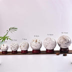 JIC Gem Natural Mexican White Agate Crystal Sphere Crystal Decorative Ball with Wooden Stand Meditation Balls for Witchcraft Reiki Gift 50-60mm