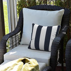 LVTXIII Outdoor Throw Pillows 18x18 Patio Waterproof Square Pillows with Piping Fade Resistant Accent Pillow for Spring Summer Garden Decoration, Set of 2, Cabana Navy