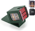 MTG Deck Box, Double Display Window MTG, Commander Deck Box Fits 120+ Single Sleeved Cards, PU Leather Magnetic Closure Card Box with 2 Dividers&2 Toploaders for TCG, CCG, Green