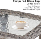 Patio Furniture Set, 6 Pieces Outdoor Wicker Rattan Sofa Couch with Rattan Chair, Side Table, Ottomans and Comfy Cushions, All Weather Patio Conversation Sets, Suit for Porch Deck Garden