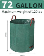 3 Pack Yard Waste Bags 72 Gallon Lawn and Leaf Bags, Reusable Heavy Duty Garden Bags for Collecting Leaves, Waste Container for Clean Up Outdoor Debris Leaves Grass Clippings