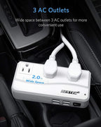 BESTEK 200W Power Inverter DC 12V to 110V AC Inverter with 4.2A 4-Port USB Car Adapter [ETL Listed]