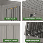 Mars Villa 180 Gallon Outdoor Storage Box, Large Resin Deck Box Waterproof, Storage Bin for Outside Patio Furniture Cushions, Pool Supplies, with Hydraulic Hinge, UV Resistant and Weatherproof, Greige