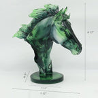 Lukitas Green Horse Head Statue - Modern Abstract Home Decor Sculpture, Elegant Living Room Office Accent Piece, Handcrafted Art Glass-Like Ornament, Transparent Resin 12''