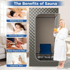 Giantex Portable Sauna Box, Full Body Steam Sauna for Home with 3L Generator, Remote Control, Folding Chair & Wooden Foot Roller, Lightweight Single Person Sauna Tent, 36" x 36" x 72", Gray