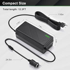 AC to DC Converter 20A/240W/12.36FT/110V-240V to 12V Converter Car Cigarette Lighter Socket AC/DC Power Adapter for Inflator, Car Refrigerator, Car Vacuum Cleaner and More
