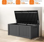 120 Gallon Outdoor Storage Box – Resin Deck Box with Lockable Lid, Waterproof Patio Furniture Storage for Tools, Garden & Yard Organization
