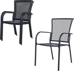 Outdoor Metal Patio Chairs Set of 4, Stackable Iron Mesh Dining Chairs with Armrests, All-Weather Bistro Chairs for Garden, Backyard, Porch, or Balcony
