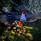 LIFFY Metal Rooster Yard Decor,18" Solar Rooster Outdoor Decor with LED Lights,Chicken Home Decorative Ornaments,Garden Statues for Outside Patio Backyard Landscape Lawn