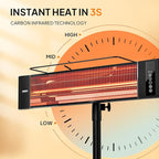 ROVSUN 1500W Outdoor Electric Heater, Patio Freestanding/Wall-mounted Heater with 12H Timer, Adjustable Heights, 3 Modes, 3s Instant Heating for Indoor Outdoor Backyard Garage (1 Set)