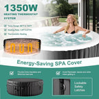 DoCred 2-4 Person Inflatable Hot Tub, 71" X 71" X 25" Round Blow up Portable Hot tub with 120 Bubble Jets, Large Outdoor Spa Bathtub Set Included Heater Pump, Insulated Cover and Filter