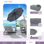 Midtown Umbrellas 10-Year-No-Fade - 10 Ft - UV Proof Heather Grey Polyester Fabric - Umbrella Outdoor Patio, Aluminum Frame Large Patio Umbrella for Garden, Pool & Deck - Black Pole