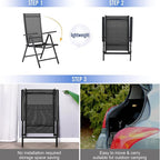 PHI VILLA 3 pcs Patio Bistro Set, Outdoor Bistro Furniture Set with 2 Reclining Folding Sling Chair & 1 Small Metal Square Side Table